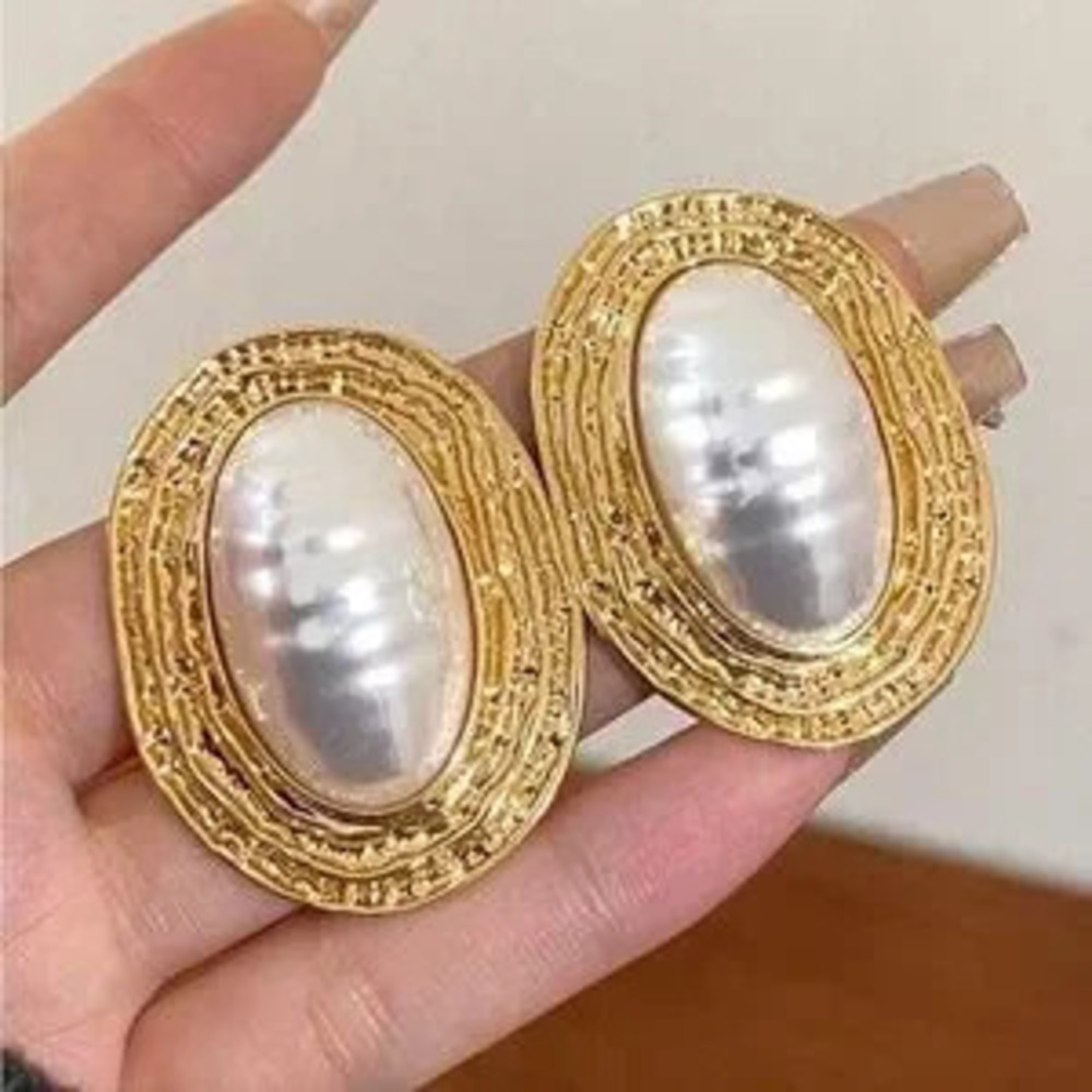 Luxe Golden Pearl Huggie Earrings